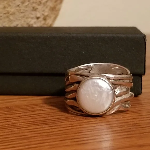 Silpada Sterling Silver Coin Pearl Ring